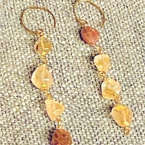 Semi- precious faceted earrings with brass ear wires.